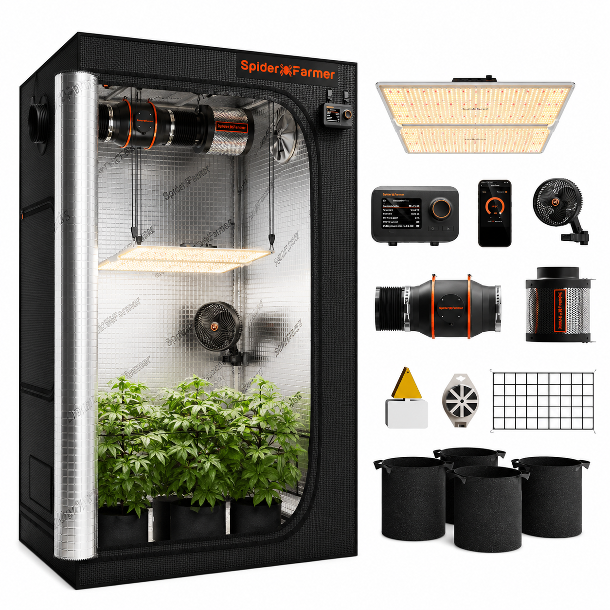 Spider Farmer SF4000 450W Smart Grow Tent Kit with 4' × 4' Grow Tent and GGS Controller