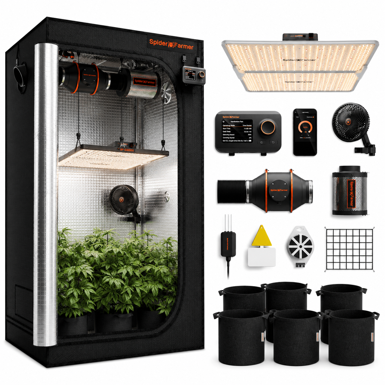 Spider Farmer SF2000 Pro 200W Smart Grow Tent Kit with 3' × 3' Grow Tent and GGS Controller