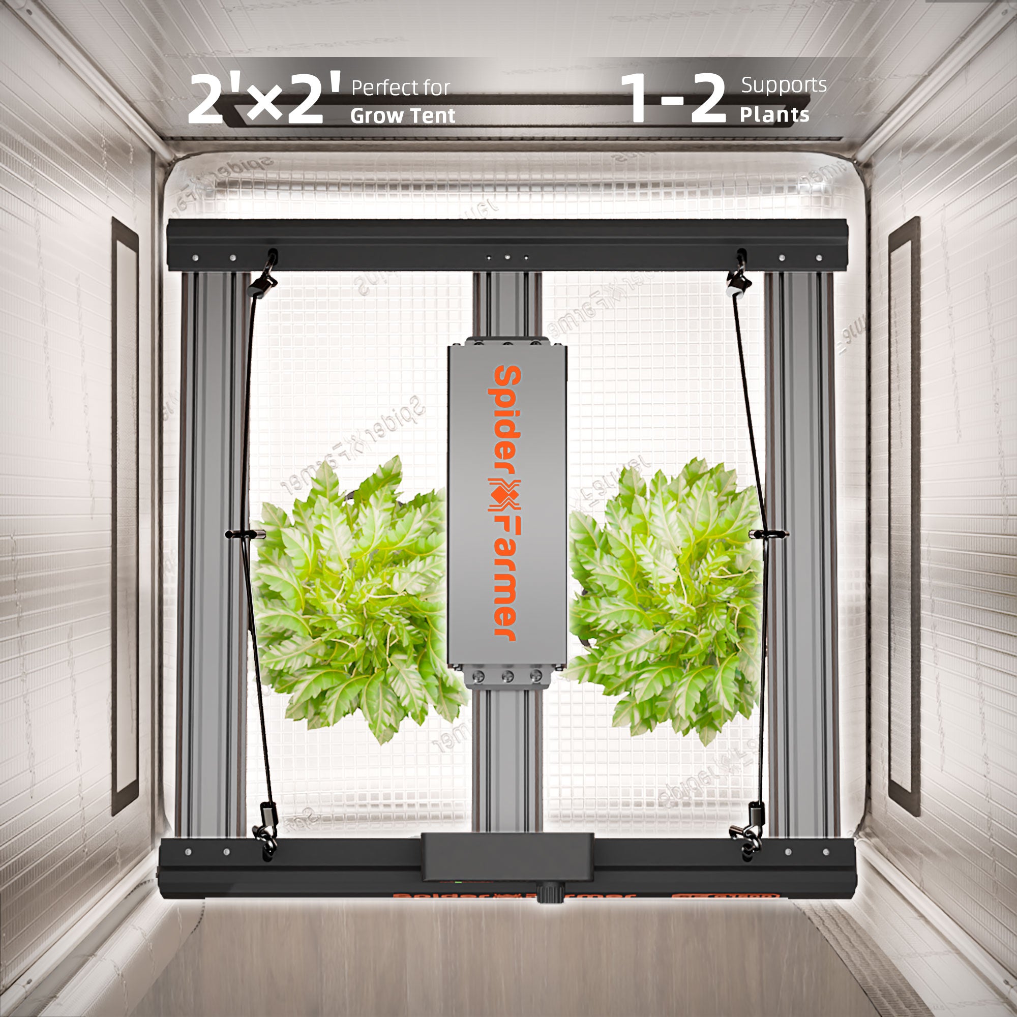 Spider Farmer G1500 150W Smart LED Grow Tent Kit with 2.3' × 2.3' Grow Tent
