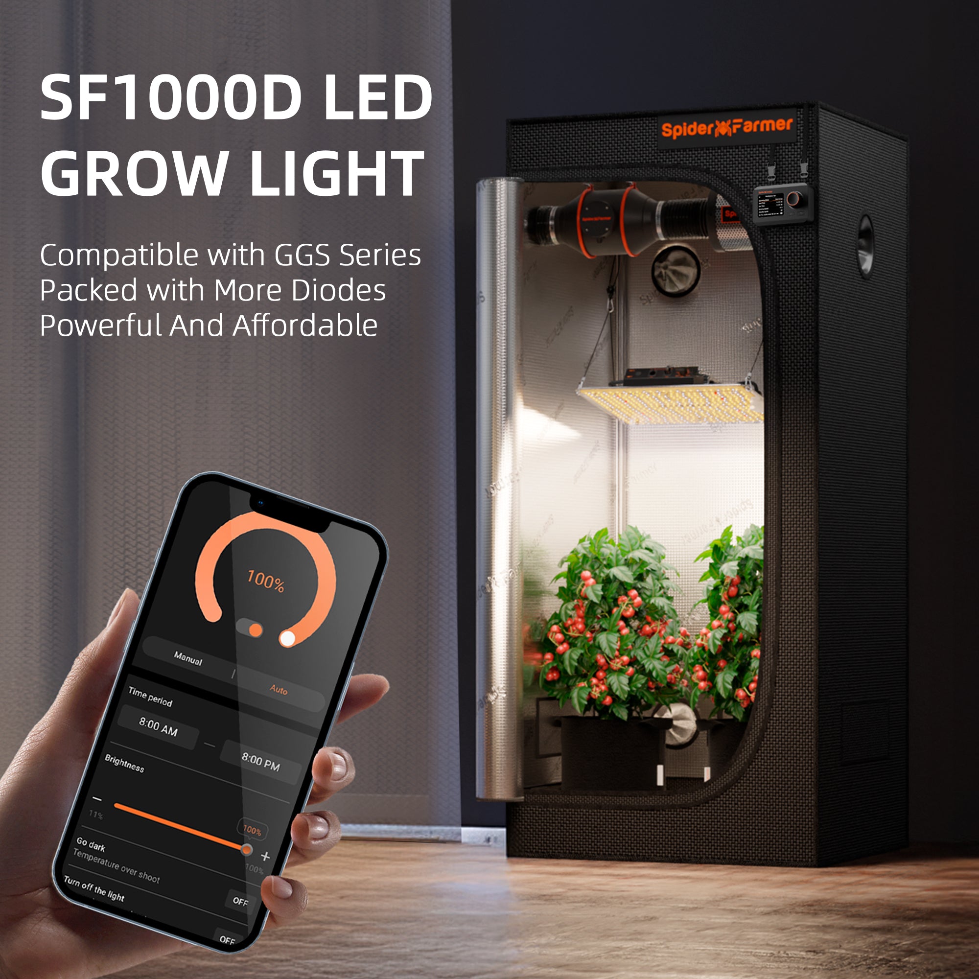 Spider Farmer SF1000D 100W Full Spectrum Dimmable LED Grow Light