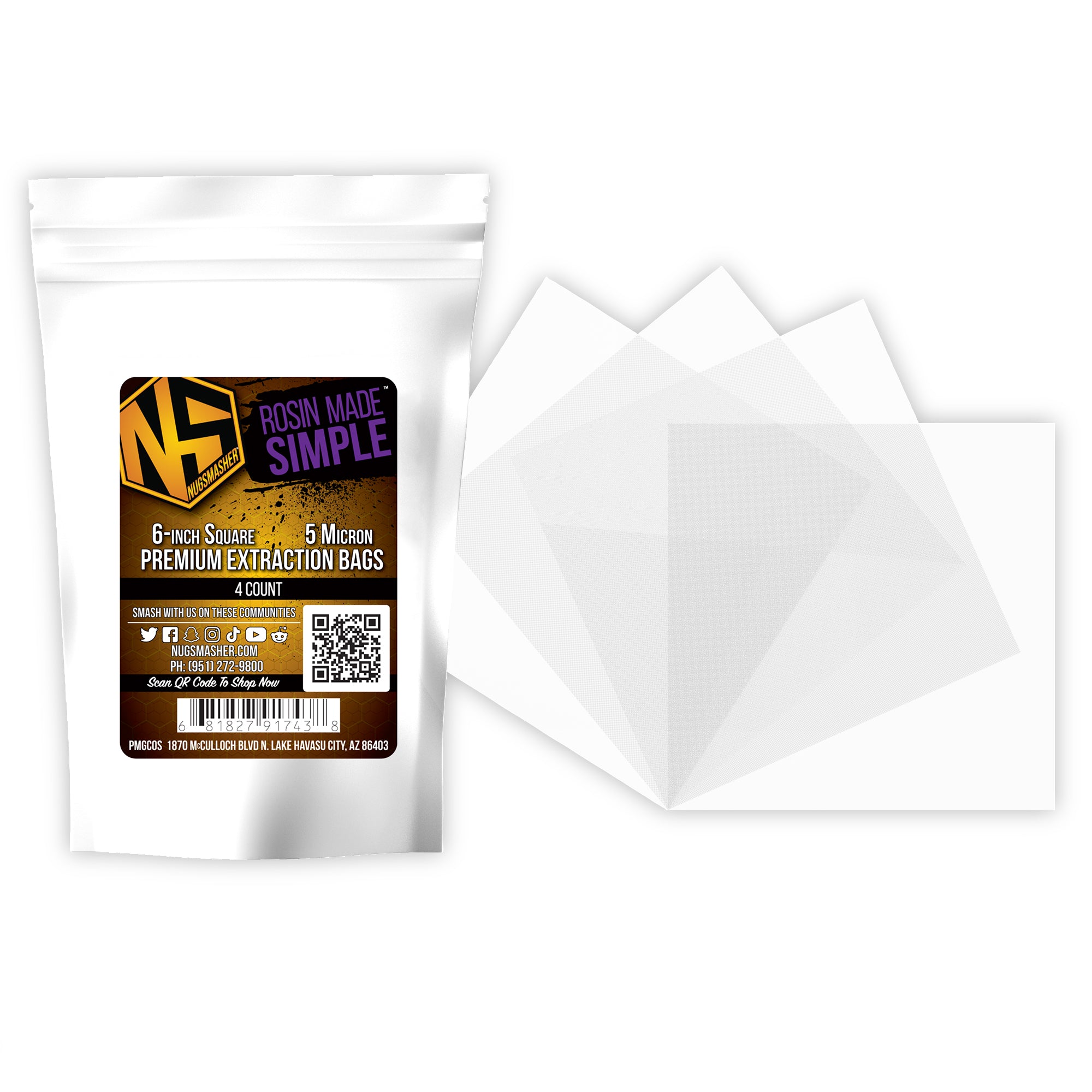 NugSmasher 6" x 6" Premium Fine Filter Mesh Sheets (4 Pack)