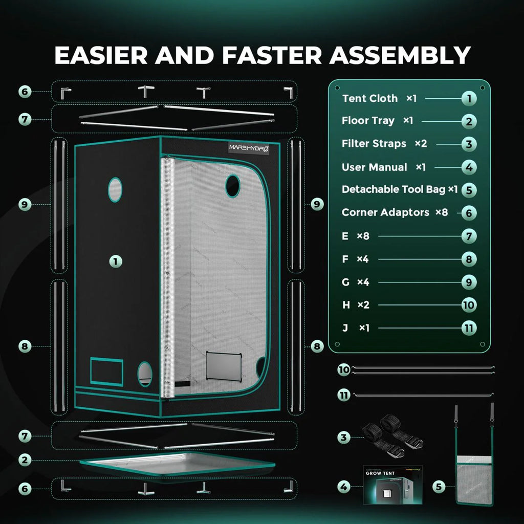 Mars Hydro TSW2000 300W LED Grow Tent Kit with 4' × 4' Grow Tent