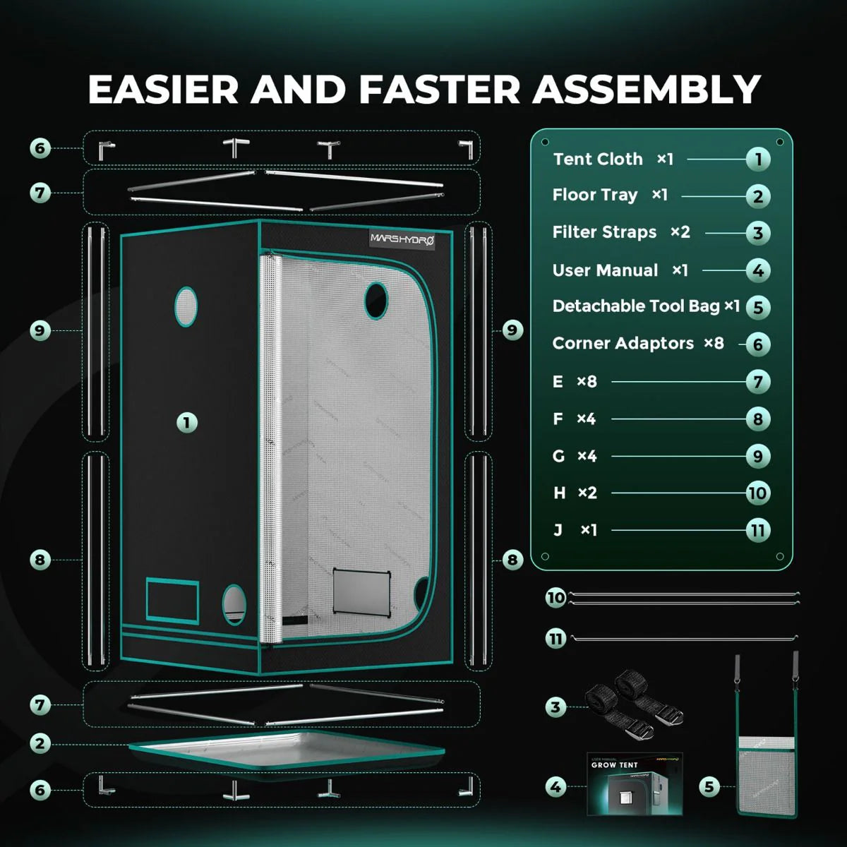 Mars Hydro TSW2000 300W LED Grow Tent Kit with 4' × 4' Grow Tent
