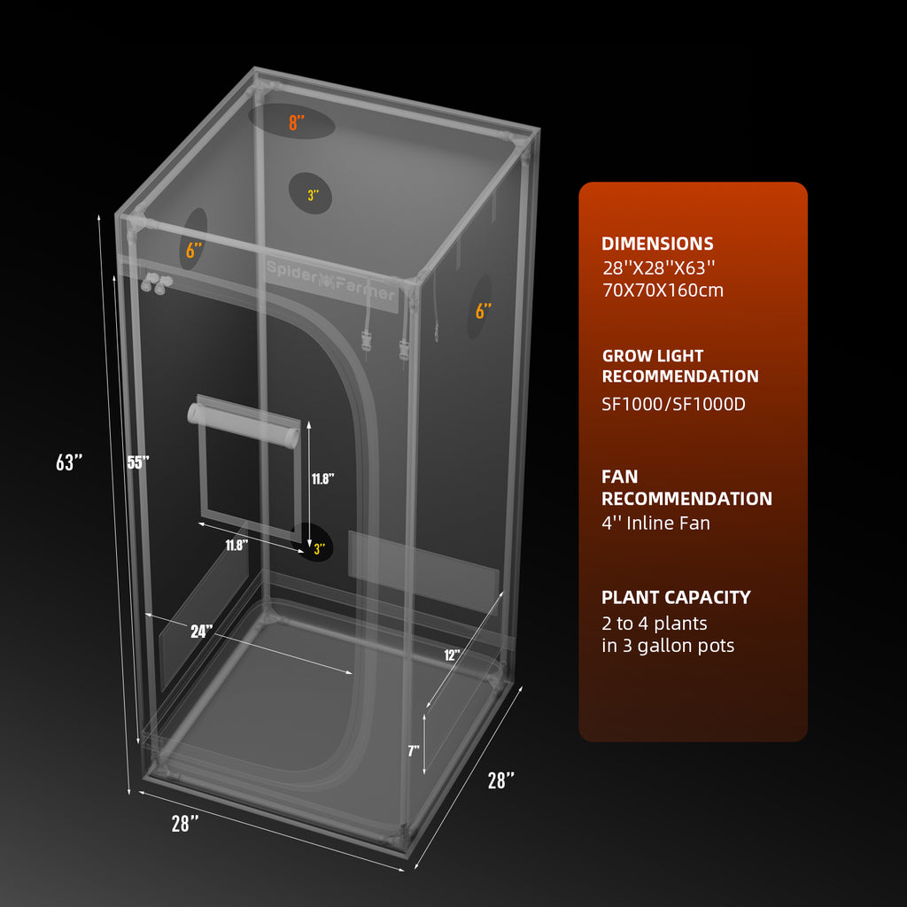 Spider Farmer G1500 150W Smart LED Grow Tent Kit with 2.3' × 2.3' Grow Tent