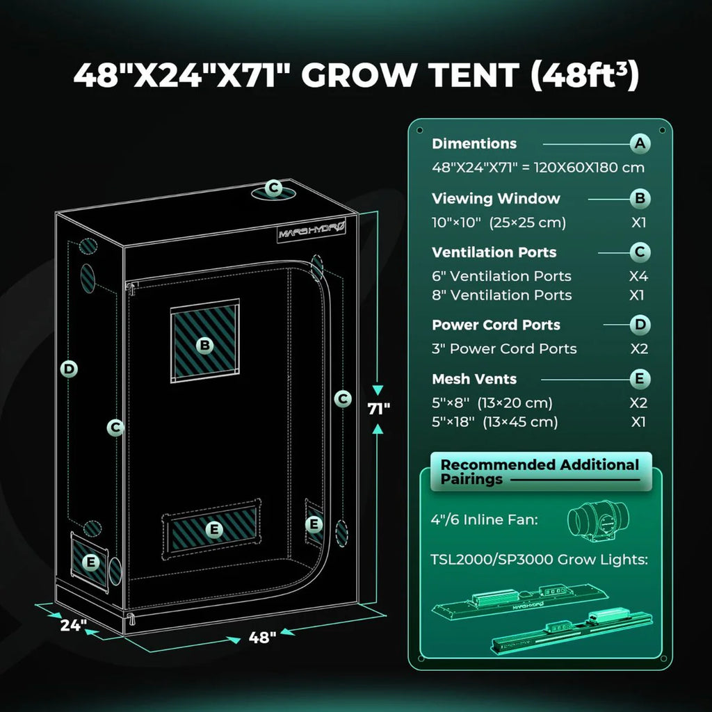 Mars Hydro FC4000 320W LED Grow Tent Kit with 2' × 4' Grow Tent