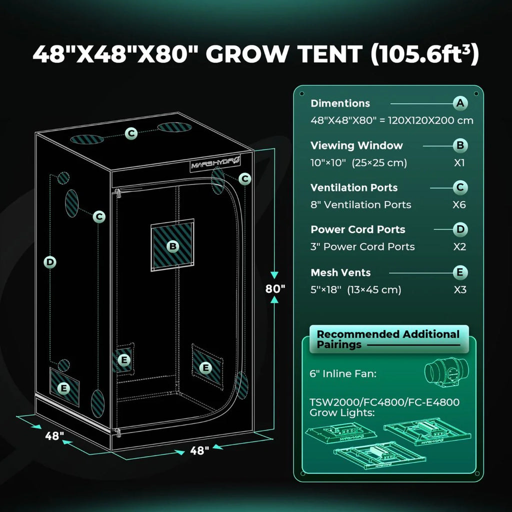 Mars Hydro TSW2000 300W LED Grow Tent Kit with 4' × 4' Grow Tent