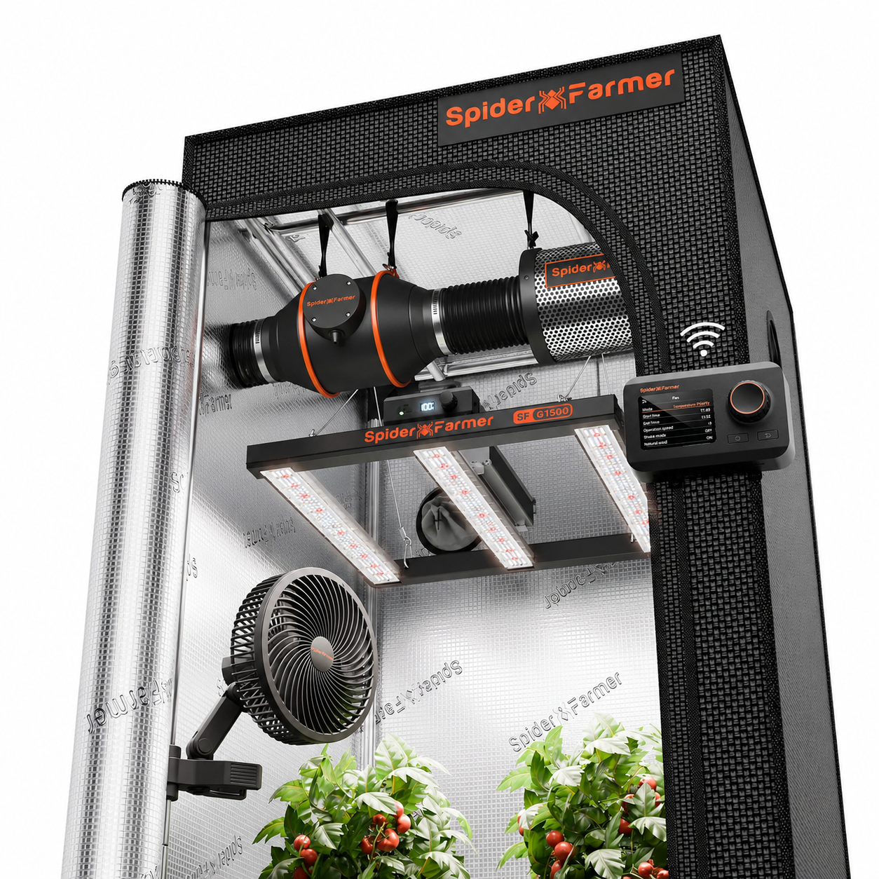 Spider Farmer G1500 150W Smart LED Grow Tent Kit with 2.3' × 2.3' Grow Tent