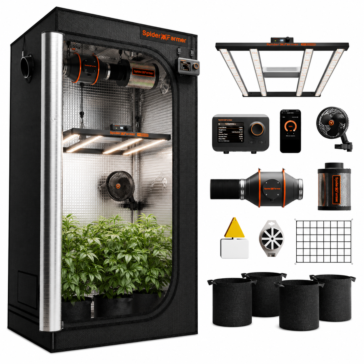 Spider Farmer G3000 300W Smart Grow Tent Kit with 3' × 3' Grow Tent and GGS Controller