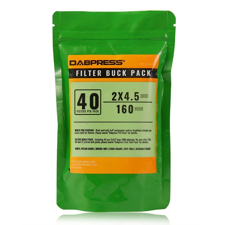 Dabpress 2" × 4.5" Premium 160 Micron Rosin Filter Bags (40 Pack)
