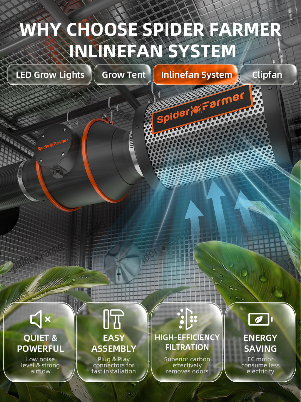Spider Farmer G3000 300W Smart Grow Tent Kit with 3' × 3' Grow Tent and GGS Controller