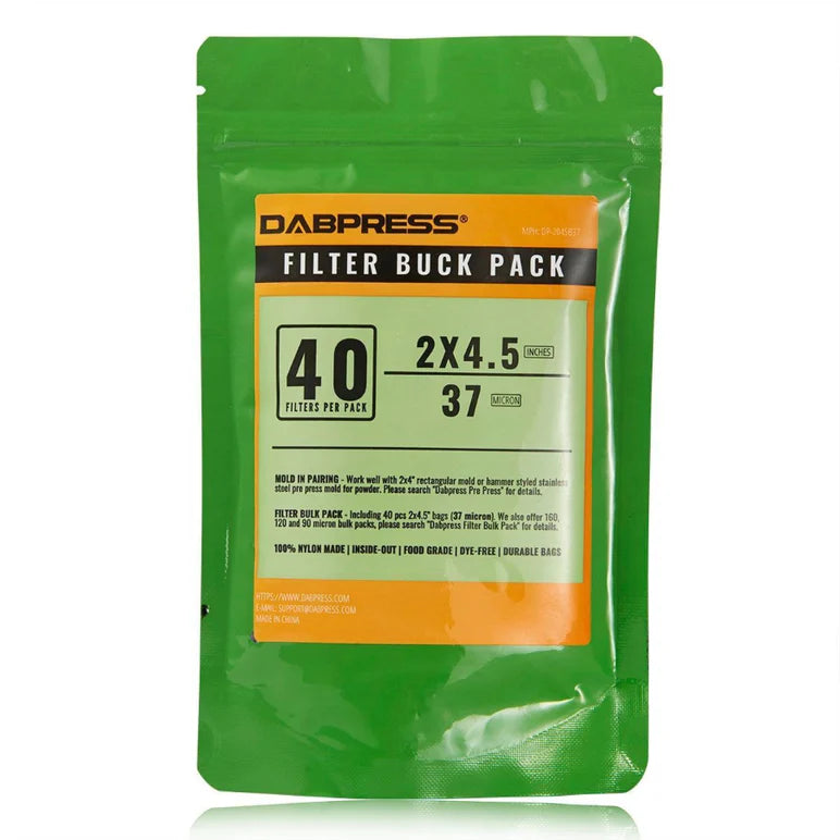 Dabpress 2" × 4.5" Premium 37 Micron Rosin Filter Bags (40 Pack)