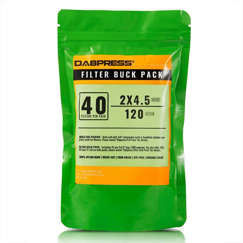 Dabpress 2" × 4.5" Premium 120 Micron Rosin Filter Bags (40 Pack)