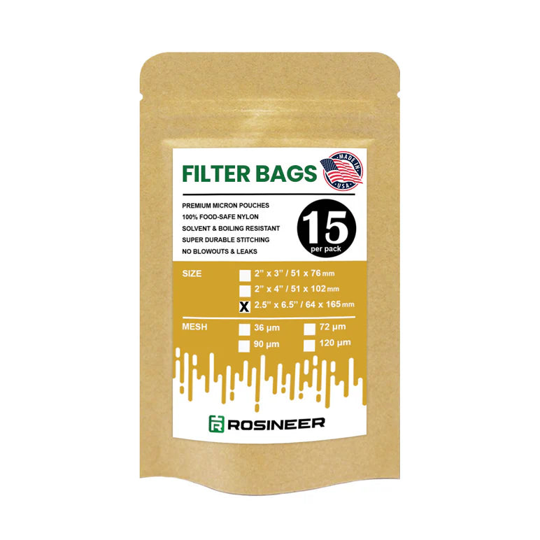 Rosineer Premium Rosin Filter Bags (2.5" × 6.5", 15 Pack)