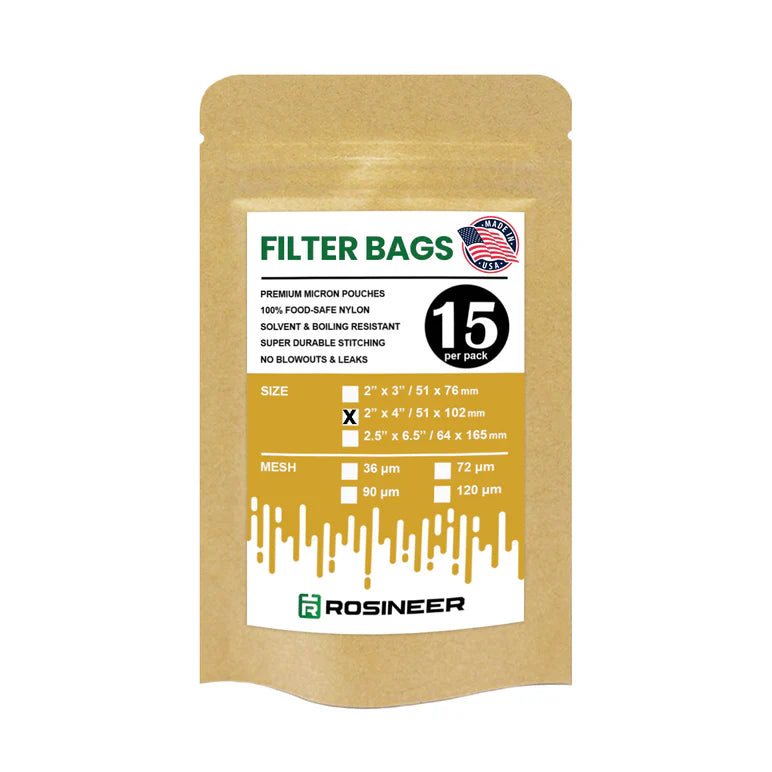 Rosineer Premium Rosin Filter Bags (2" × 4", 15 Pack)