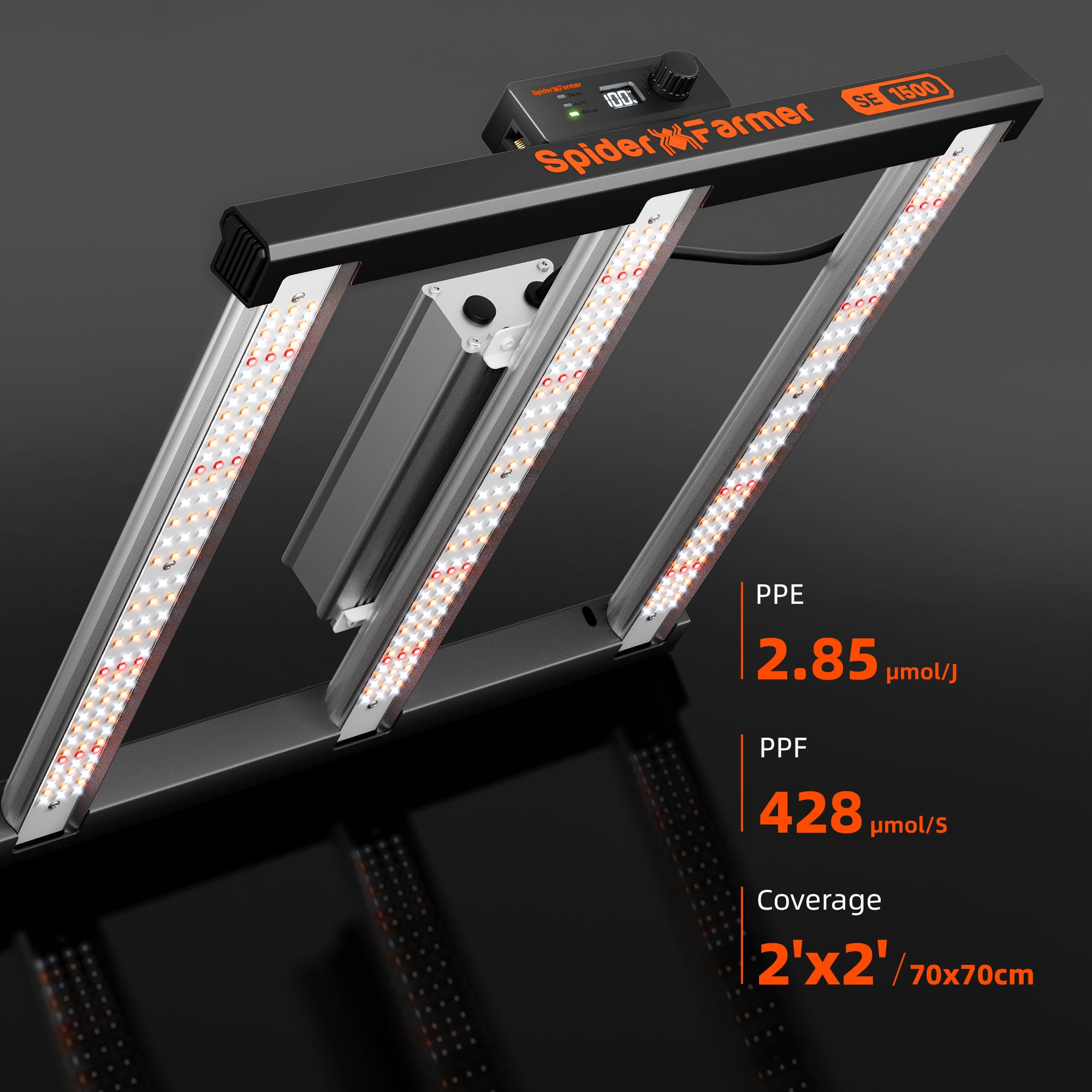 Spider Farmer SE1500 150W LED Grow Tent Kit with 2.3' × 2.3' Grow Tent and GGS Controller