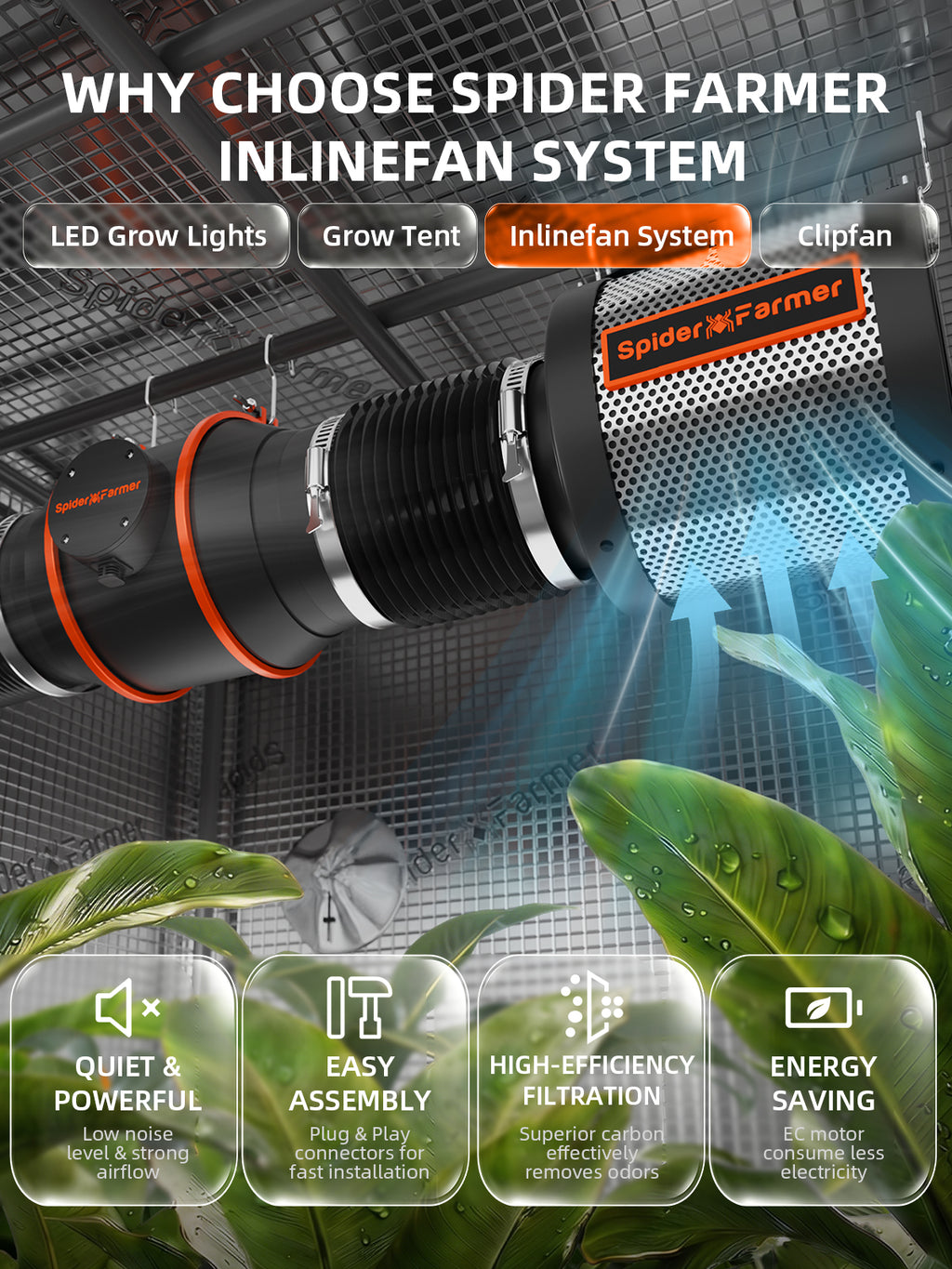 Spider Farmer SF4000 450W Smart Grow Tent Kit with 4' × 4' Grow Tent and GGS Controller