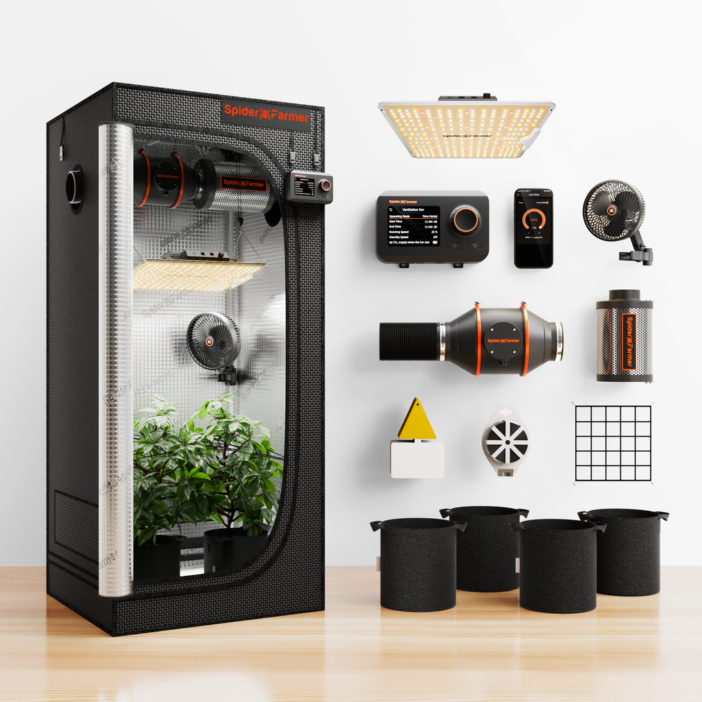 Spider Farmer SF1000 100W LED Grow Tent Kit with 2.3' × 2.3' Tent and GGS Controller