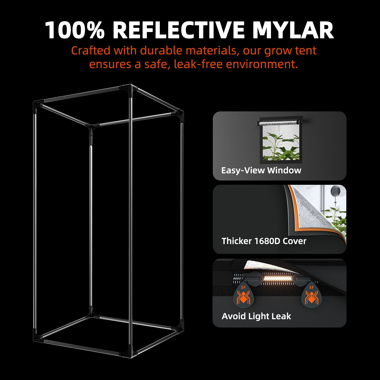 Spider Farmer SF1000D 100W LED Grow Tent Kit with 2' × 2' Tent and GGS Controller