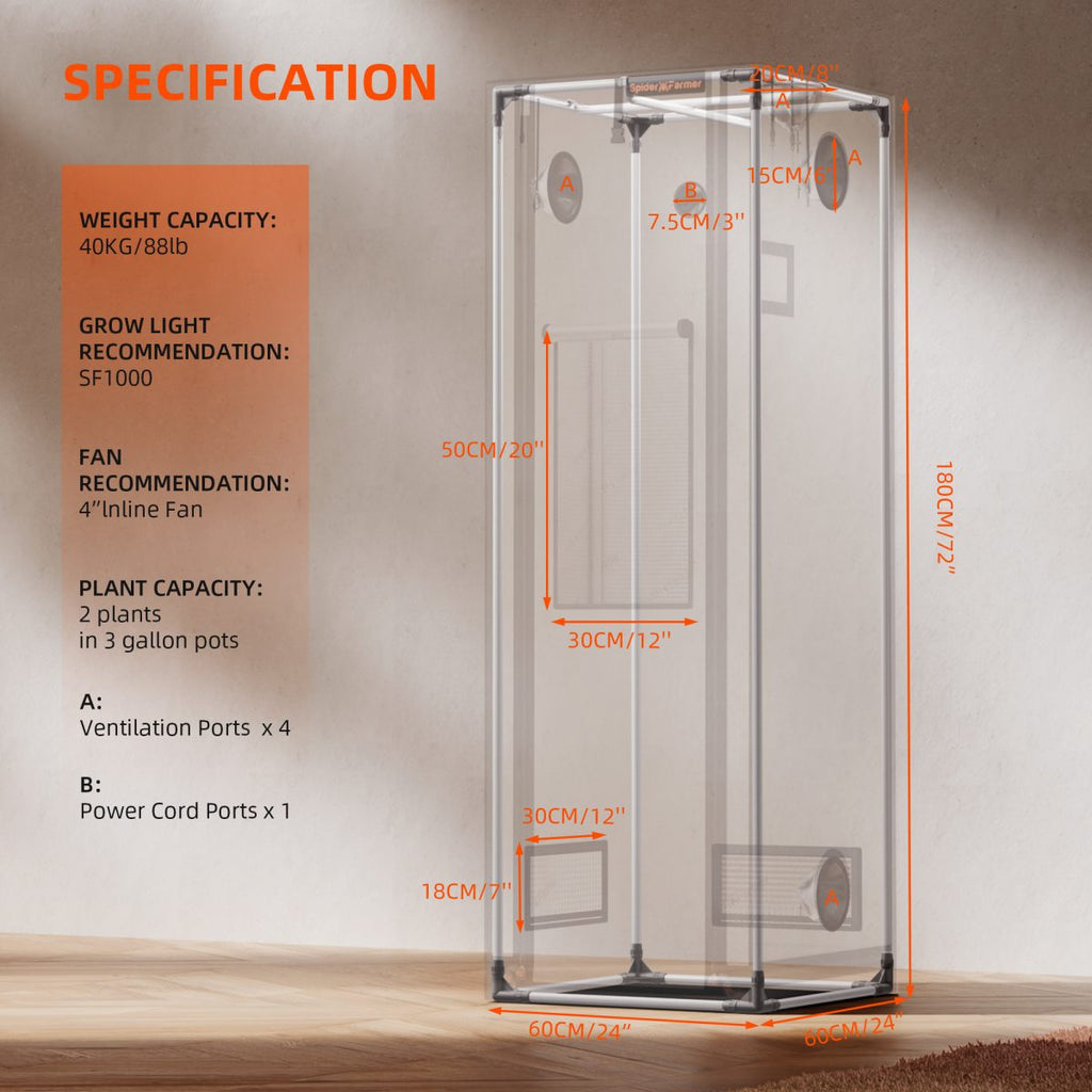 Spider Farmer Pro White 2×2×6 Grow Tent 2000D
