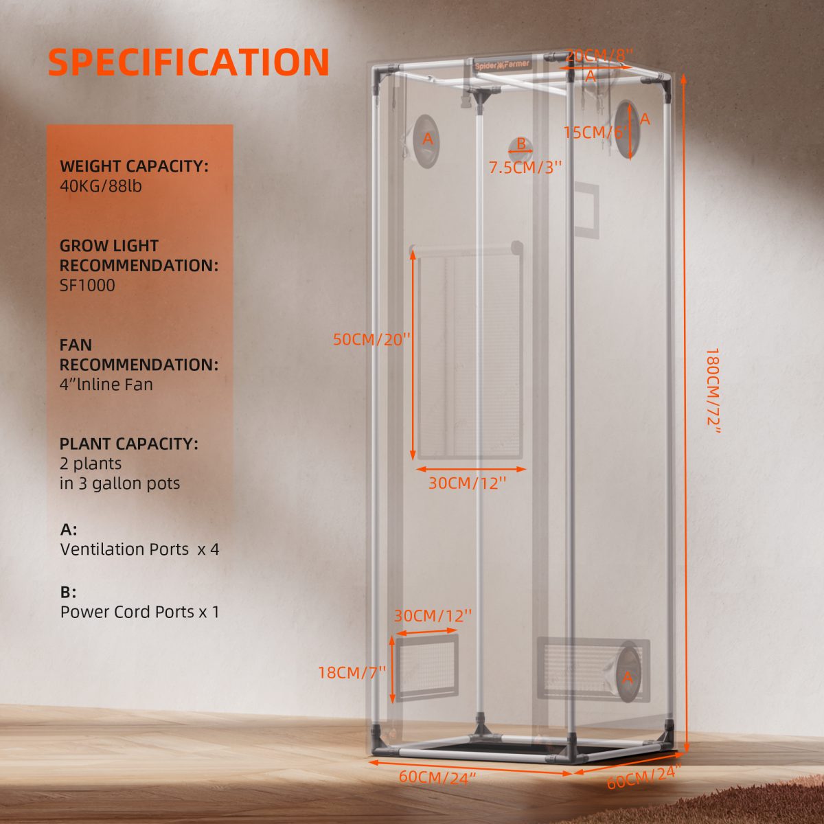 Spider Farmer Pro White 2×2×6 Grow Tent 2000D