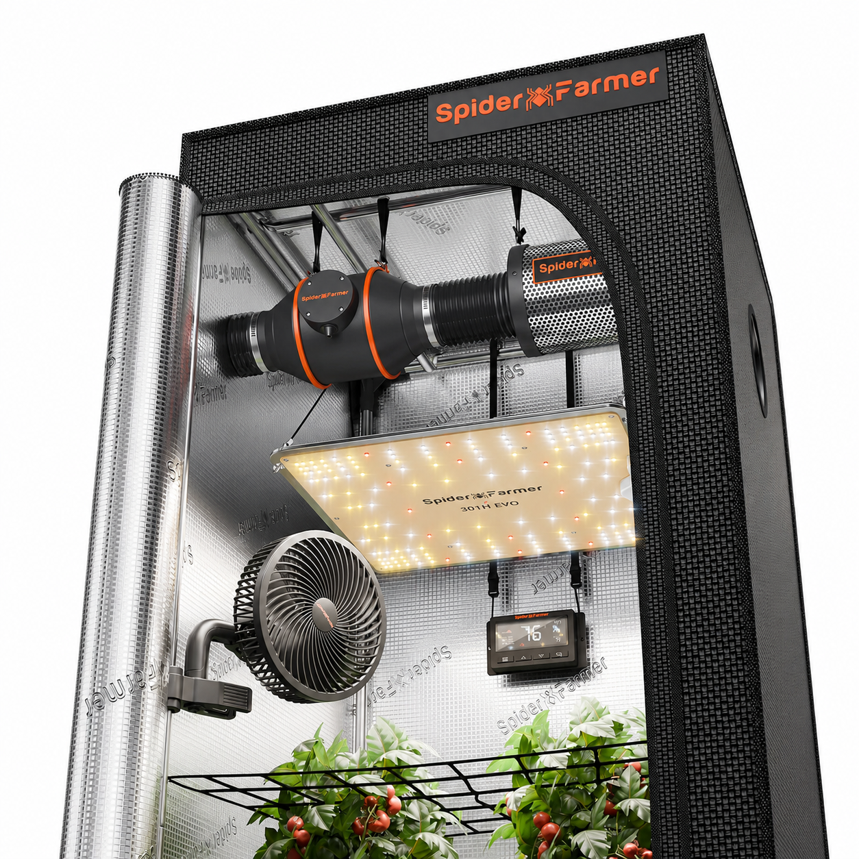 Spider Farmer SF1000 100W LED Grow Tent Kit with 2.3' × 2.3' Tent and GGS Controller