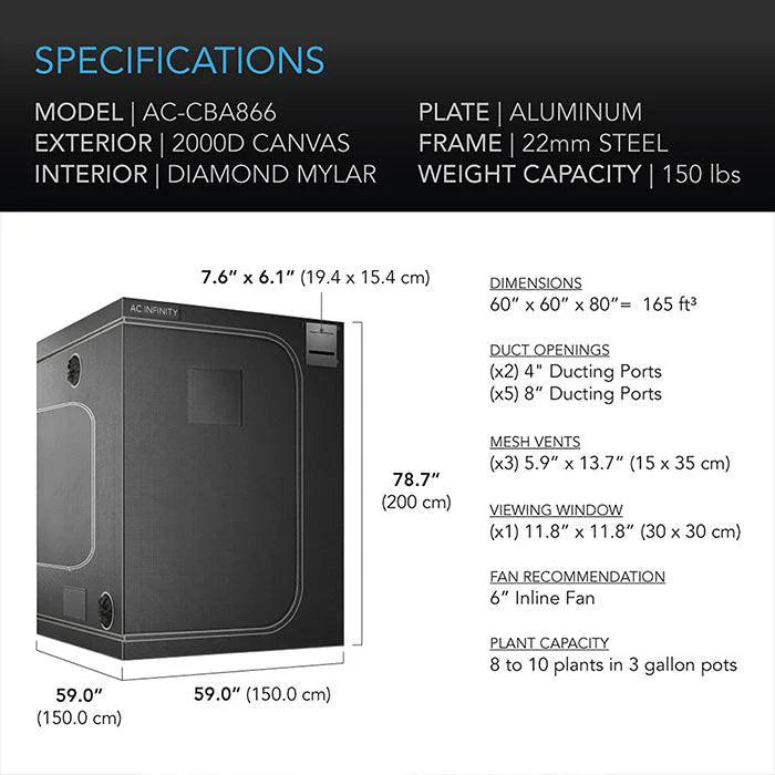 AC Infinity CLOUDLAB 5' x 5' Indoor Grow Tent