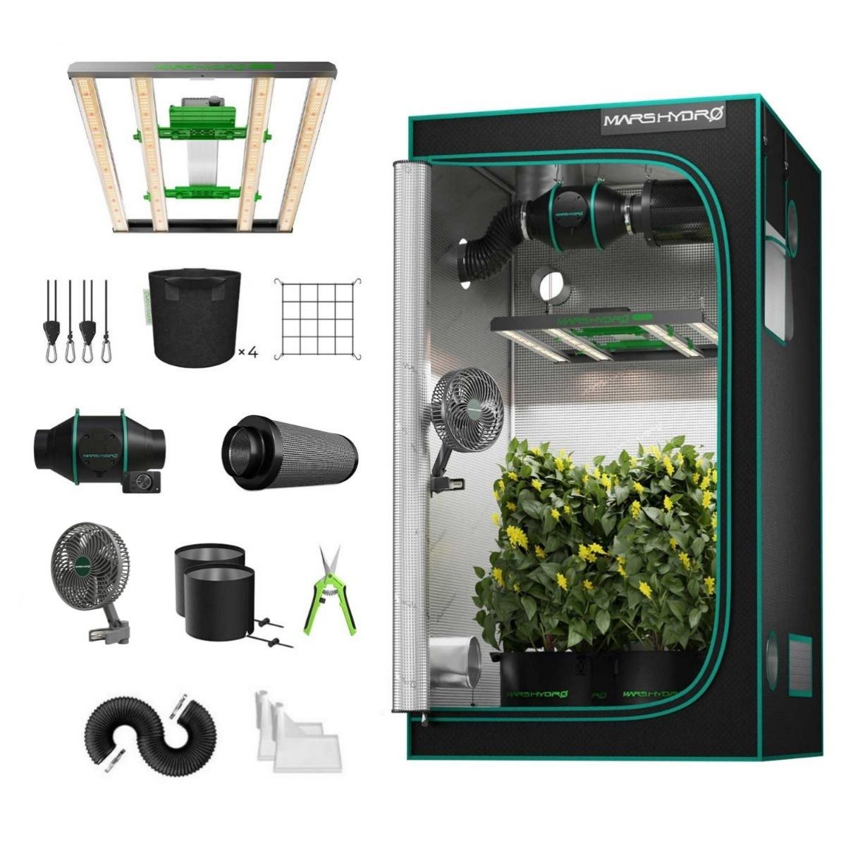 Mars Hydro FC3000 300W LED Grow Tent Kit with 3.3' × 3.3' Grow Tent