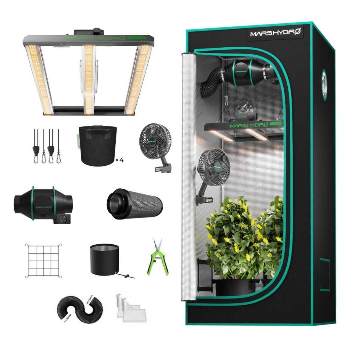 Mars Hydro FC-E1500 150W LED Grow Tent Kit with 2.3' × 2.3' Grow Tent