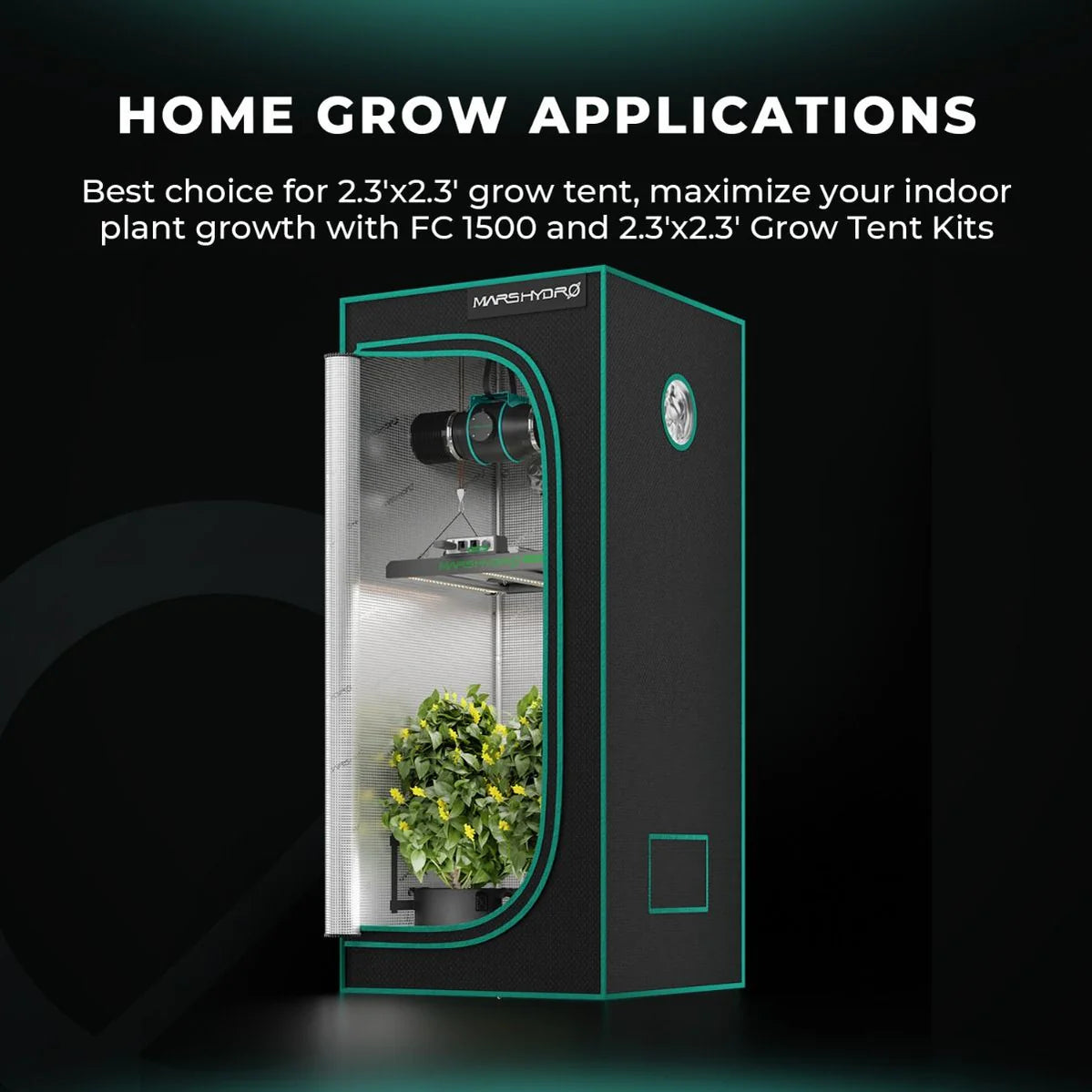 Mars Hydro FC1500 150W LED Grow Tent Kit with 2.3' × 2.3' Grow Tent