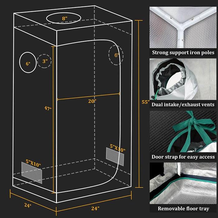 Mars Hydro TS 600 LED Grow Tent Kit with 2' × 2' Grow Tent