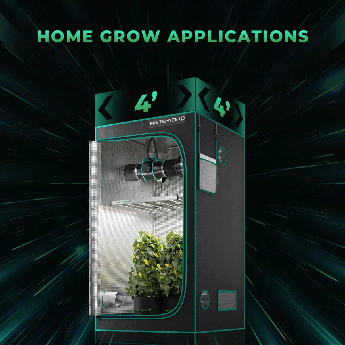 Mars Hydro FC-E4800 480W LED Grow Tent Kit with 4' × 4' Grow Tent