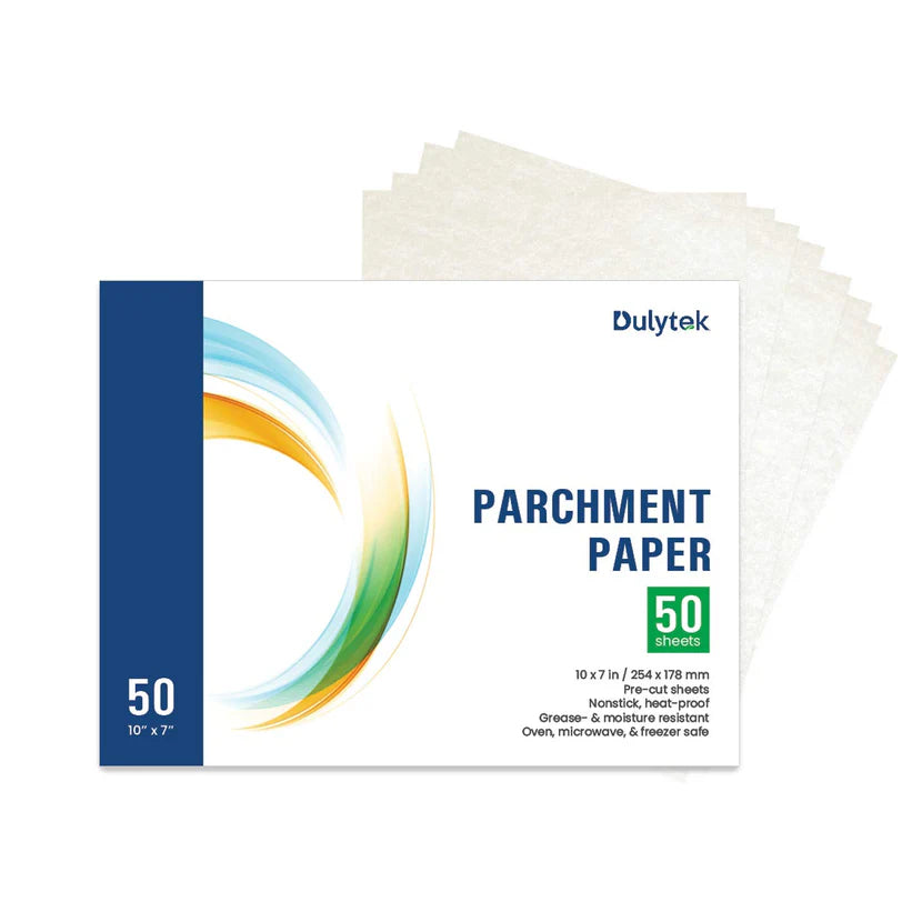Dulytek Pre-Cut Parchment Paper Sheets 10" x 7" (50 Pack)
